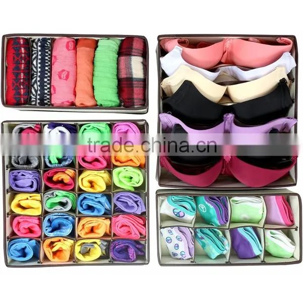 Collapsible Storage Boxes Foldable Bra Underwear Closet Organizer Drawer Dividers 4 Set photo-4