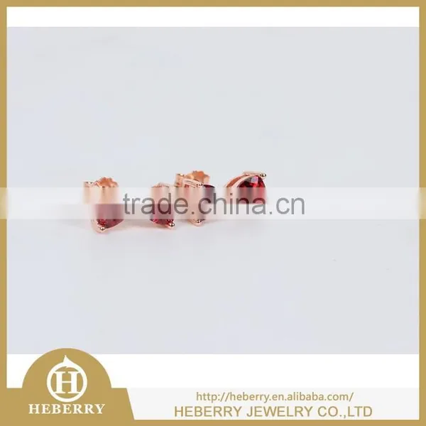High Quality Red Garnet Stud Earrings Jewelry With 925 Silver photo-2