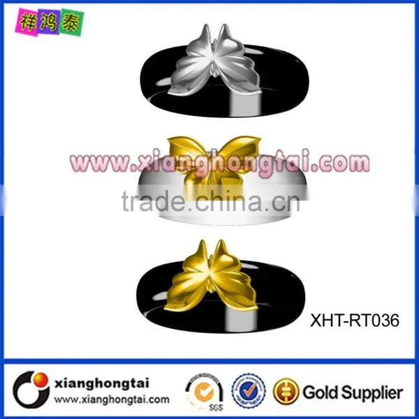 Modern 24K Golden Lucky Clover Ceramic Finger Ring photo-5