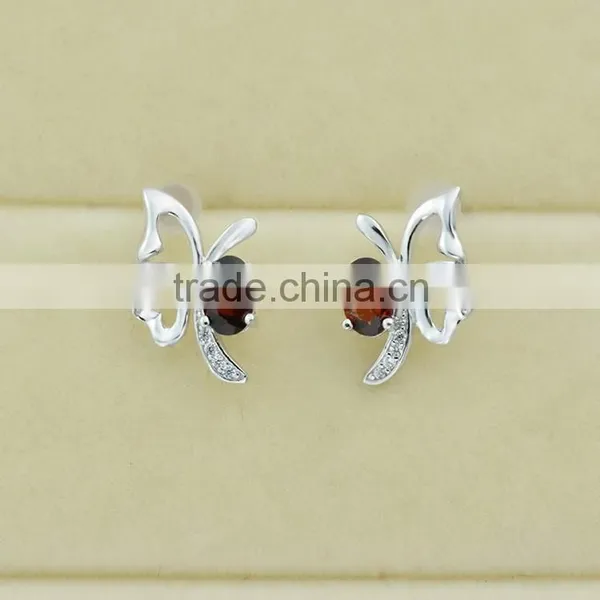 Fashion Garnet CZ Earrings, Hot Stud Earrings photo-6