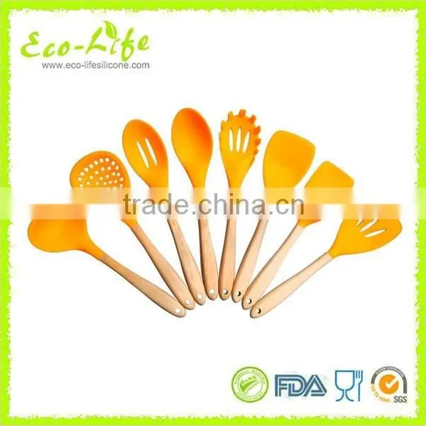 100% Food Grade Silicone Kitchen Utensils /Cooking Tools Set /8-piece /Wooden Handle photo-2