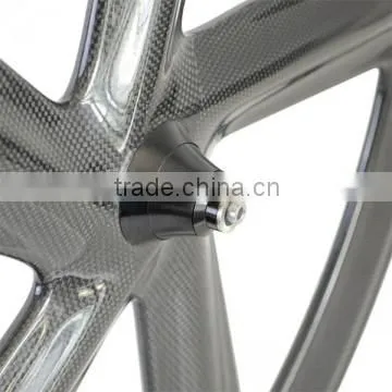 23mm Width 66mm Depth Clincher Carbon 5 Spoke Track Bicycle Wheel photo-4