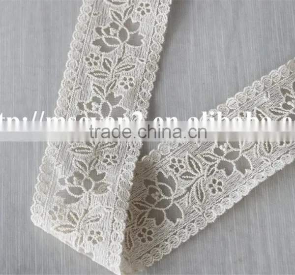 Lastest Product Flower Natural Tulle Cotton Lace in 5.5cm for Wholesale photo-3
