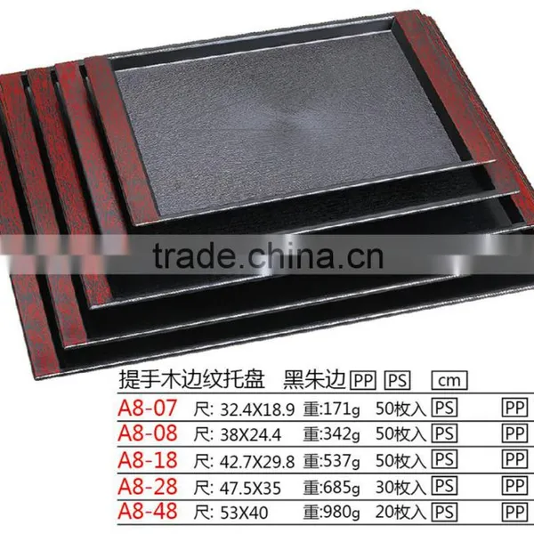 Creative Plastic Food Serving Tray With Wood Grain photo-3