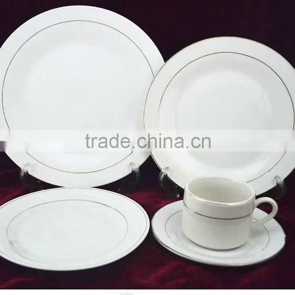 Royal Design Porcelain 45pcs Dinner Set Gold Rim Dinnerware, Plate and Bowl photo-6
