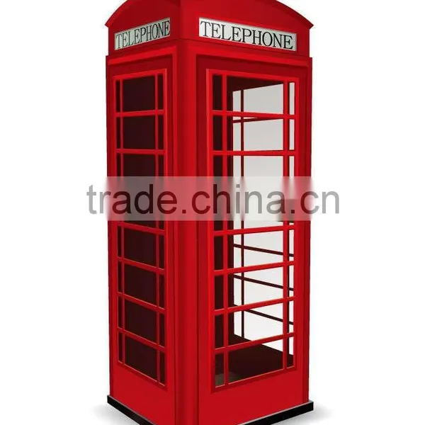 Red Antique Telephone Booth With Glass Steel photo-2