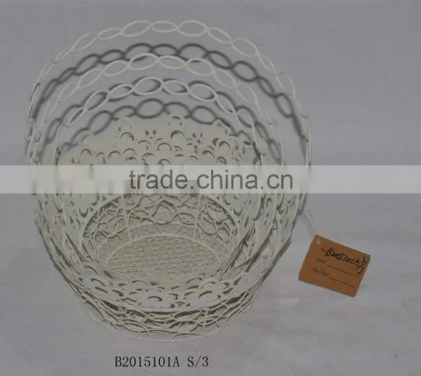 Round Metal Gift Basket With a Handle for Wedding Decoration photo-2