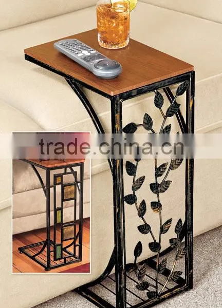 Living Room Vine Leaf Design Metal Sofa Side End Table Accent TV Tray Coffee Table photo-2