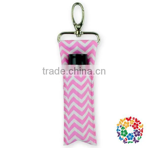 Handmade Aqua Chevron Lipstick Holder Custom Cotton Fabric Keychain photo-4