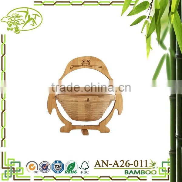 Aonong All-Natural Bamboo Folding Collapsible Fruit Basket photo-3