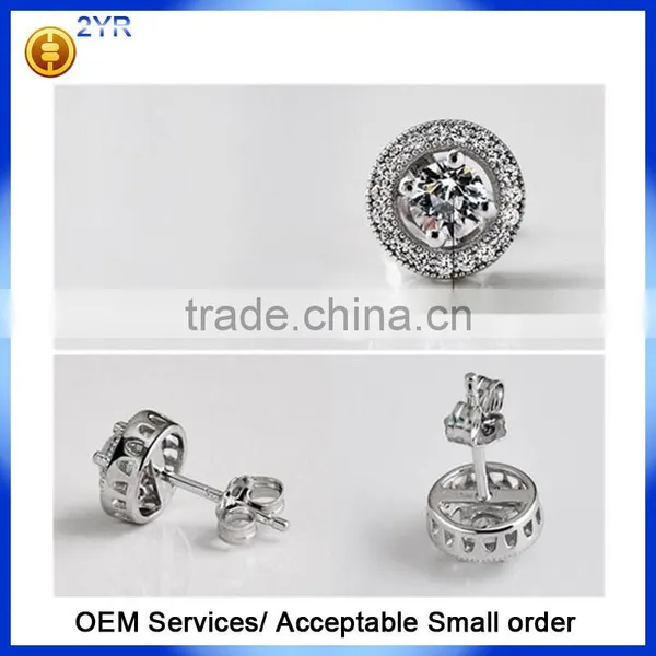 Micro Pave Setting 925 Sterling Silver Jewelry Square Earrings photo-5