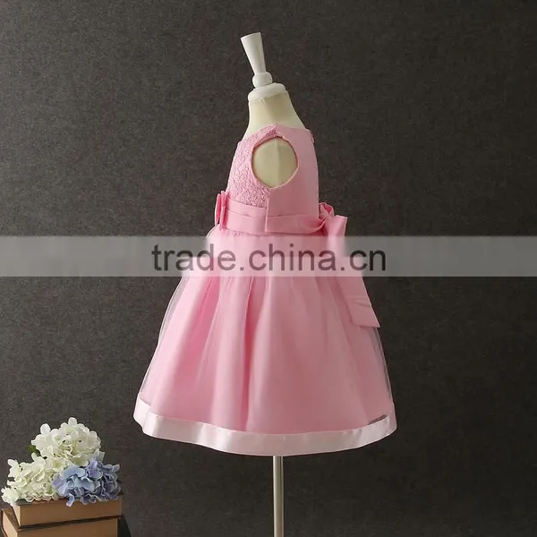 2017 Girls Dresses Children Frocks Designs Pink Lovely Bow-knot Vietnam 1 Year Baby Girl Dresses Images First Communion Dresses photo-2