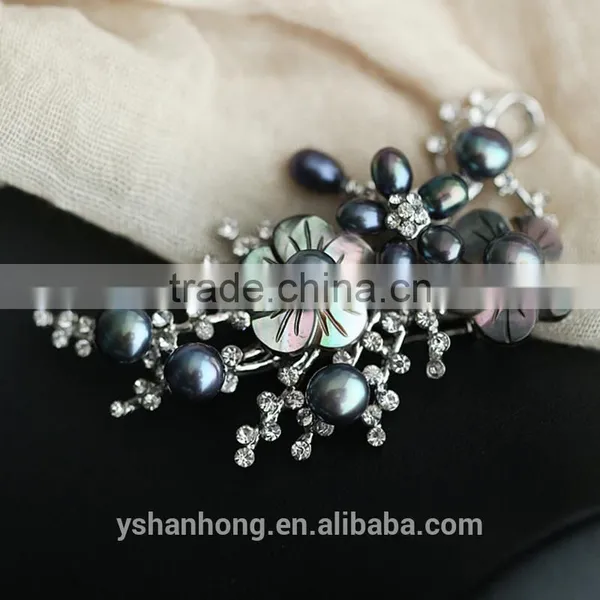 South Korea's Joker Natural Pearl Diamond Brooch Plum Flower Pin Wholesale photo-2