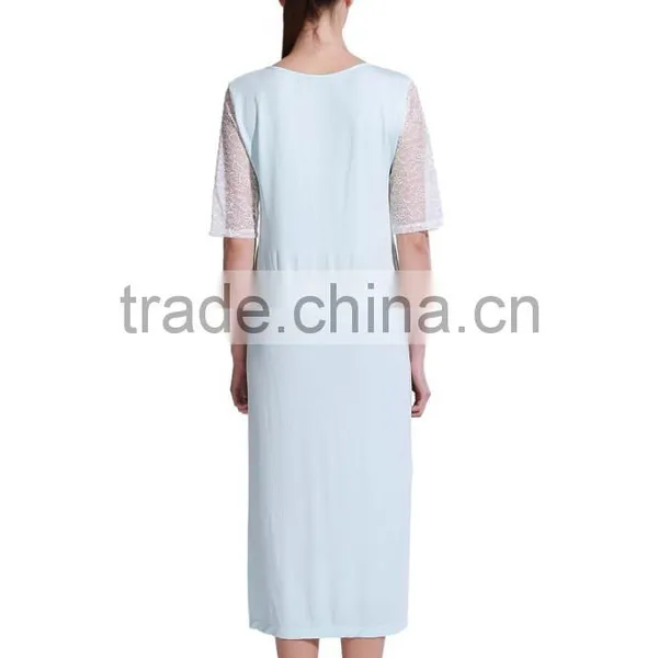 Wanyu Seamless Ladies Seamless Short Lace Sleeve Long Dress photo-2