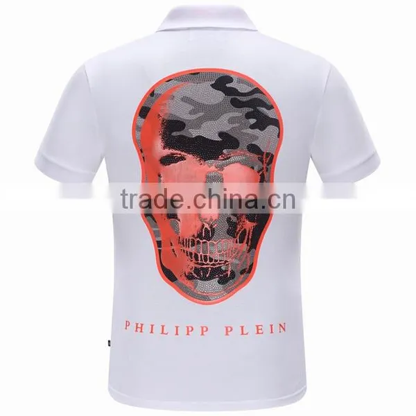 Custom Good Quality Cheap Skull Pattern Printed Polo T-shirt Wholesale in China photo-2
