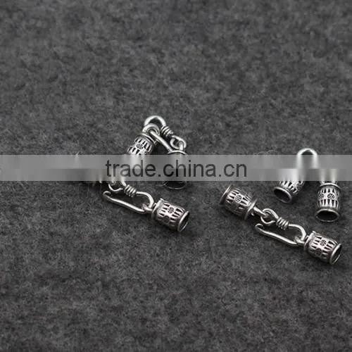 New Thailand Sterling Silver Hook and Eye Clasp End Cap With Hole 5mm photo-3