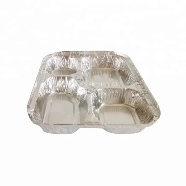 Food Lunch Box 4 Compartment Rectangular Disposable Aluminum Foil Container photo-4