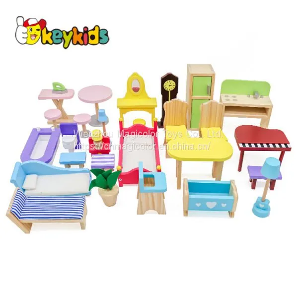 2019 Original Design Children Pretend Play Wooden Mansion Dollhouse With Multicolor W06A358B photo-2