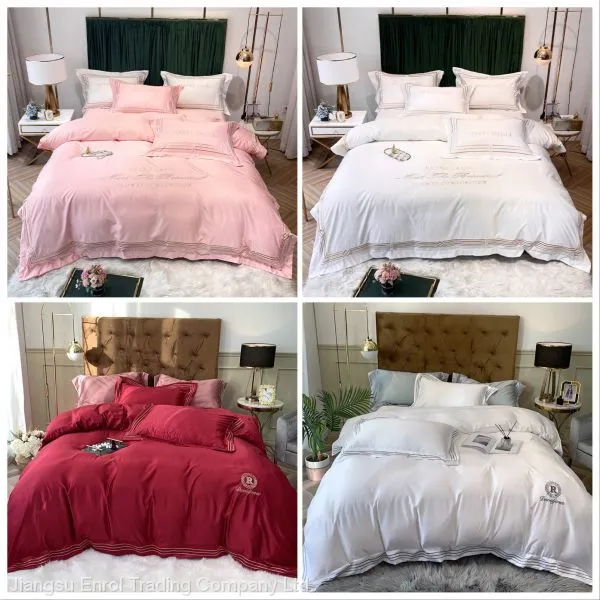 European Summer Cooling Ice Silk Bed Sheet Embroidery photo-5