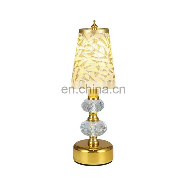 High Quality Luxury Modern Nordic Crystal Golden Table Lamp Usb Rechargable Hotel Bedside Bar Restaurant Retro Lamp photo-2