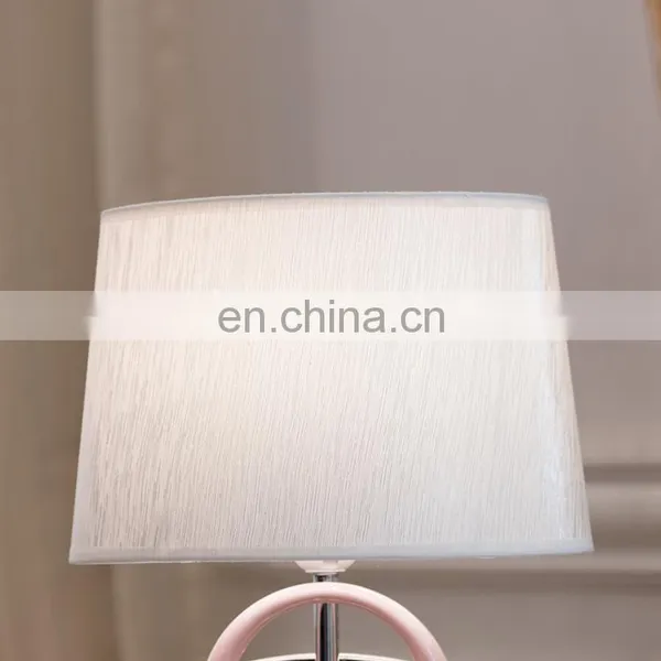 Korea Simple Modern Custom Table Decoration Oval Shape Reading Light Porcelain Base Pink Desk Lamp for Hotel Bedside photo-2