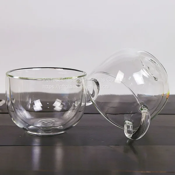 Logo Customized Double Walled Glass Bowl With Handle Doule Layer Glass Bowl For Salad Oatmeal Bowl photo-3