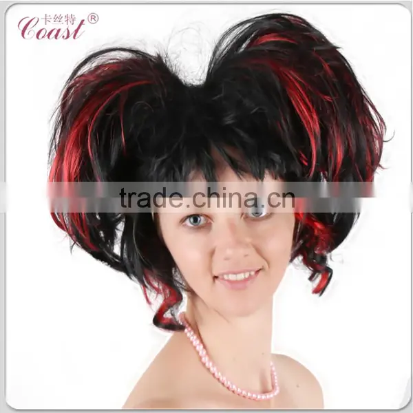 Cheap Halloween Party Black and Red Highlights Wigs photo-2