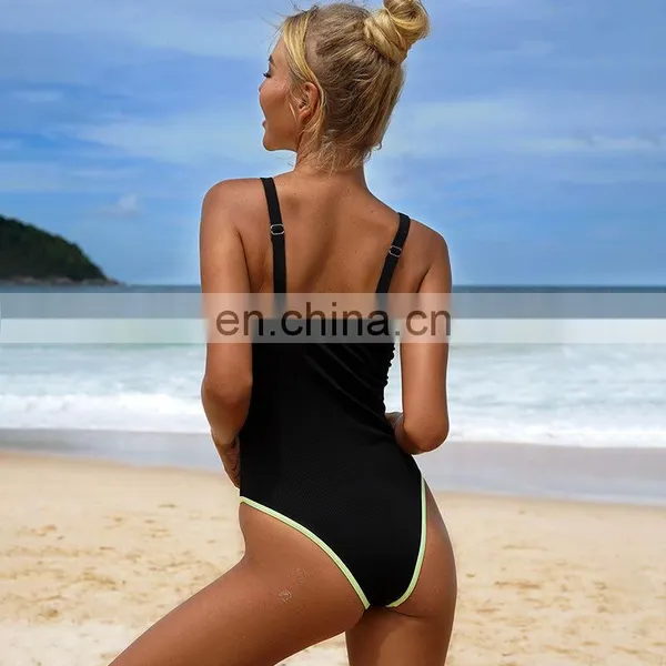 Hot Sale OEM 2022 Swimwear Custom Black Bathing Suits For Women Tummy Control Swimwear High Leg High Cut One Piece Swimsuit photo-3