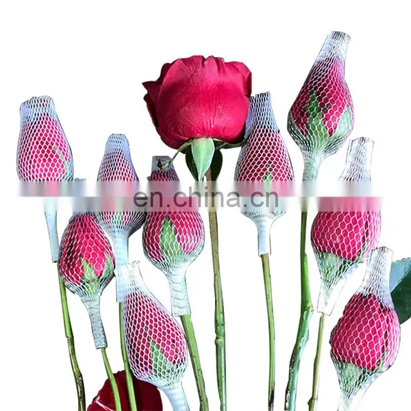 High Quality Wholesale Cheap Plastic EPE Durable Tubular Transparent Flowers Mesh Bag Bud Protection Sleeves Packing Rose Net