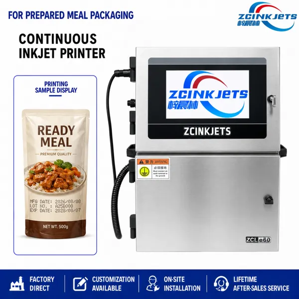 CIJ Coding Machine for Frozen Food Ready Meals Pouches Trays and Automatic Packaging Lines