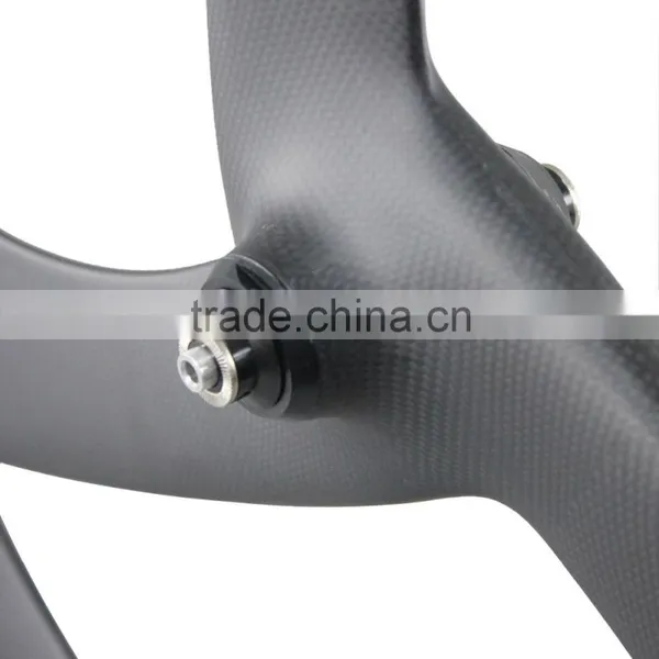 2016 700C Front 3 Spokes Clincher 3s Wheels Rear Carbon Clincher Disc Wheelset DC-01 3K Matt Fit for TT Bike photo-3