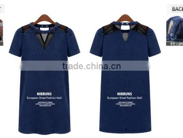 2014 Ladies Mesh Short Sleeve New Design Party Women China Online Shopping Wholesale Sexy Denim Dress,vintage Retro Girl Dress photo-4
