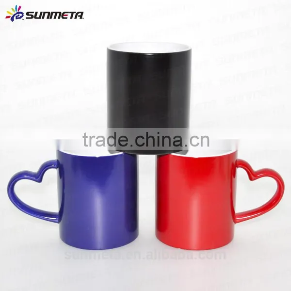 Sunmeta Whole Sale 11oz Blank Sublimation Color Changing Mug Heart Handle photo-5