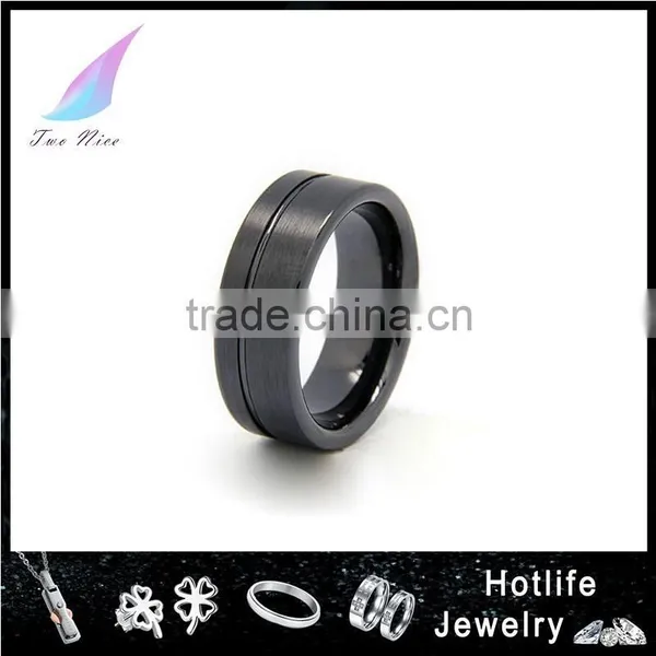 2015 Fashion Jewelry Ceramic Engrave Name Black Gay Men Ring