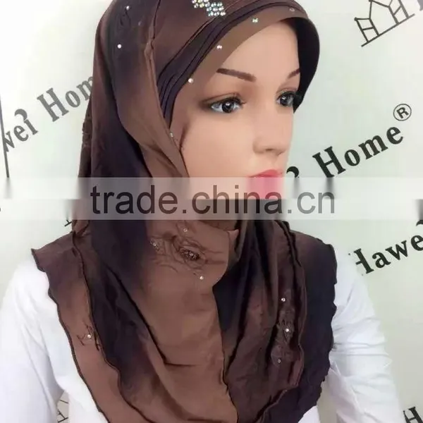 H276 New Style Two Tone Hijab With Crystals photo-6
