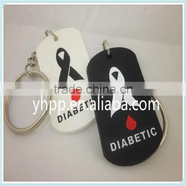 Custom MEDICAL ID DIABETIC Silicone Dog Tag Key Chain Ring 3 Colours photo-4