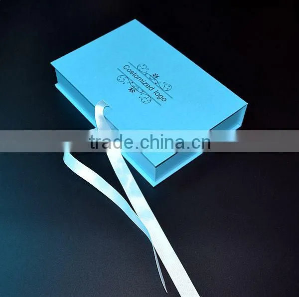 Top Sale Blue Small Folding Gift Hat Shoe Box With Ribbon Close photo-5