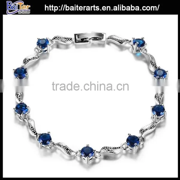 Multi Colors Women's Alloy Copper Heart Shaped Zircon Ruby Bracelet Bangles photo-2