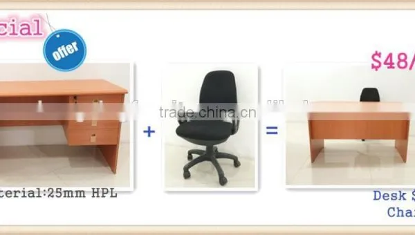 Simple design Cheap HPL office dest set office furniture set desk and chair