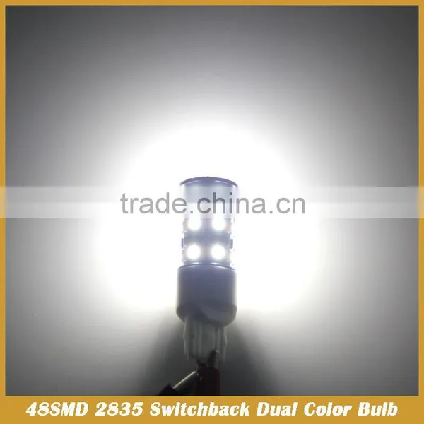 3157 48SMD 2835 LED Dual Color Switchback Turn Signal 1157 White Amber photo-4