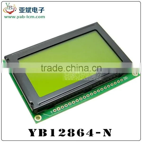 Parallel Graphic Lcd 128x64, STN Positive Graphical Lcd Display,5v,yellow-green Led Backlight. photo-2