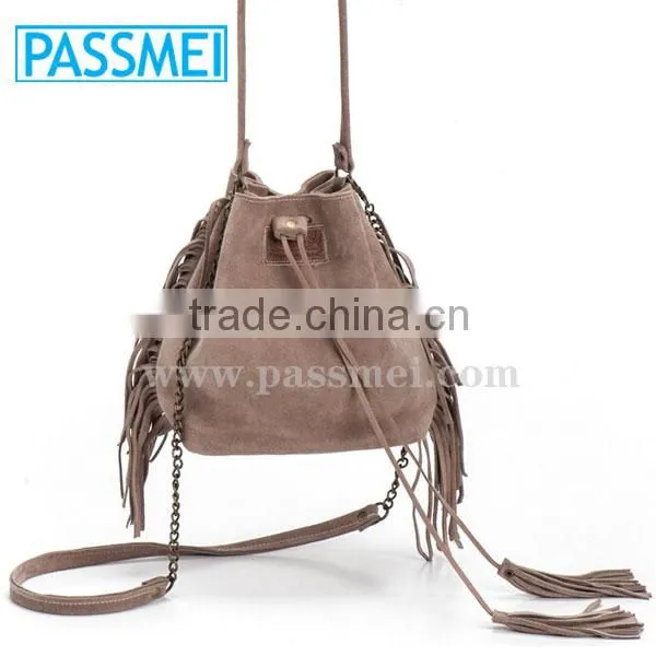 On Sale Leather Bucket Bag, Mini Drawstring Bag, Leather Fringe Bag Quality Choice photo-3