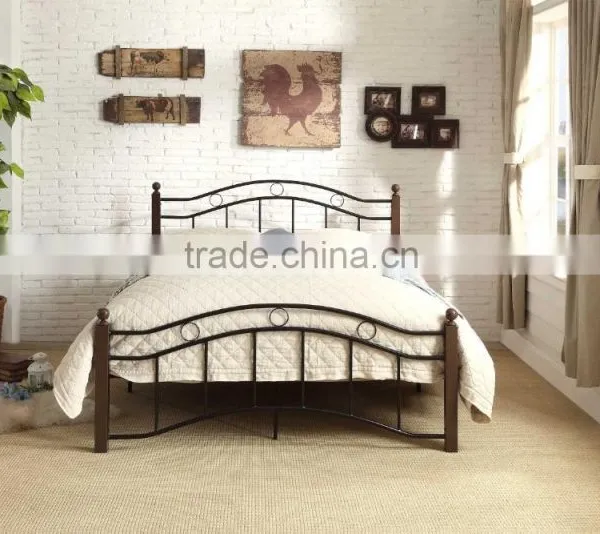 Antique Metal Platform Bed Queen Full Black and Brown photo-3