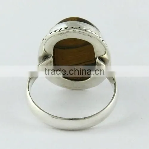 With A Positive Attitude !! Brown Tiger's Eye 925 Sterling Silver Ring, Silver Jewelry India, 925 Silver Jewelry photo-5