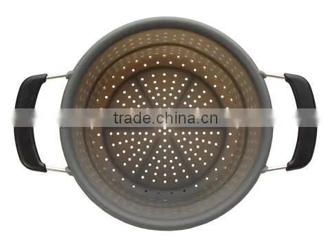 Gray Silicone Collapsible Colander photo-2