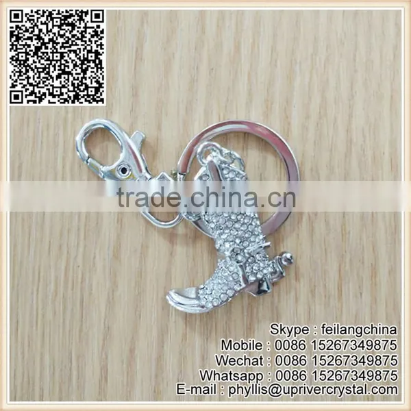 Fine Silver Shoes Keychain Crystal Diamond Key Ring For Promontion photo-3