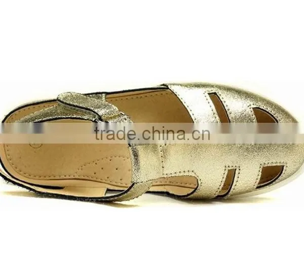 2016 Summer Beautiful Girls Closed Sandals With Gold Genuine Leather photo-2