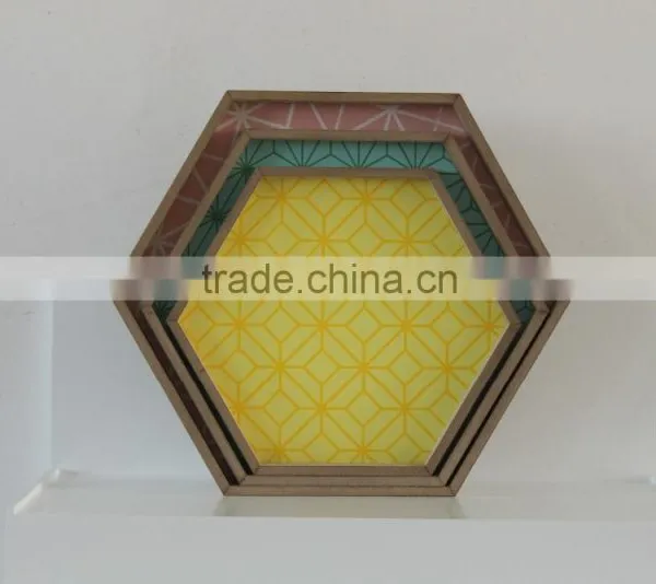 Pink Hexagon Thin Wooden Tray photo-3