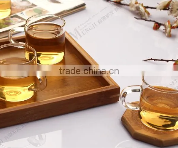 Glass Tea Saucer/Bamboo Saucer Coaster/Bamboo Tea Serving Tray photo-2