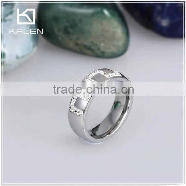 Men Hot Sale Rhinestone Golden Design Stainless Steel Ring From China KALEN photo-2